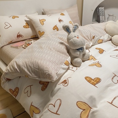 100%全棉床上用品四件套纯棉被套床单人三件套学生宿舍被单