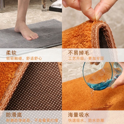 入户进门客厅卧室直毛绒地毯地垫浴室吸水防滑垫厨房脚垫跨境批发