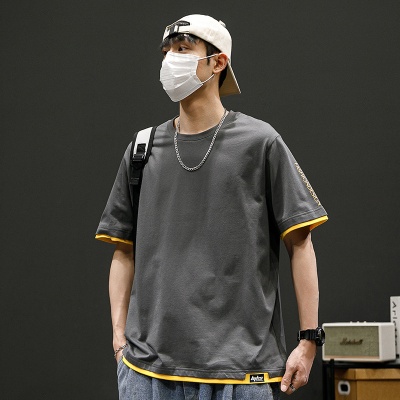 大码纯棉短袖t恤2025夏季时尚短袖青年休闲运动男士短袖t恤M-8X5