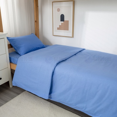 大学军训学生宿舍三件套床单被罩枕套单人床上用品单位纯棉三件套