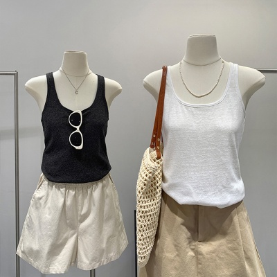 薄款雪花麻U领背心女夏季遮副乳打底内搭外穿无袖上衣ins工字吊带