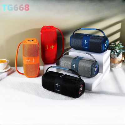 TG668新款大音量动感音效双声道LED振膜蓝牙音箱手提便携布艺音响