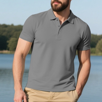 跨境男装男士Polo衫2025夏季新款纯色休闲透气针织衫运动上衣批发