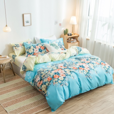 水洗棉四件套春秋被套学生宿舍被单床单人三件套床上用品批发代发