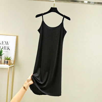 冰丝吊带裙内搭长款宽松防透白色打底内衬裙背心大码连衣裙女夏