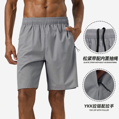 夏季男士休闲运动裤宽松反光条透气跑步健身户外训练速干短裤男