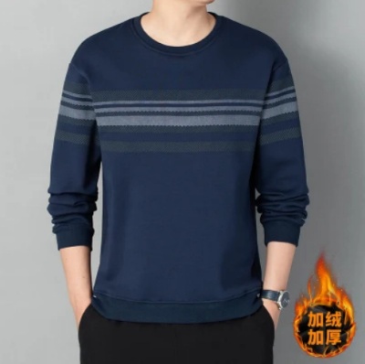 加绒卫衣男士2023新款宽松百搭潮流秋冬季男装上衣圆领爸爸装卫衣