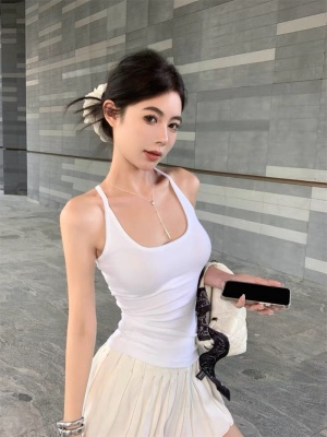 纯欲甜辣妹性感露背收腰显瘦吊带背心女带胸垫瑜伽服百搭健身上衣