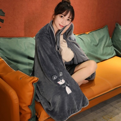 加厚卷毯办公室空调被儿童卡通活动小礼品毛毯厂家批发法兰绒三层