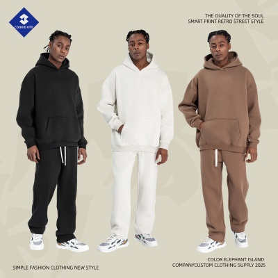 KITE男装秋冬卫衣男士连帽衫外套宽松加绒美式潮牌350g连帽卫衣男