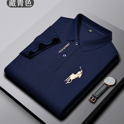 跨境电商短袖t恤2023夏季新款中青年男士翻领工装Polo衫外穿T恤男