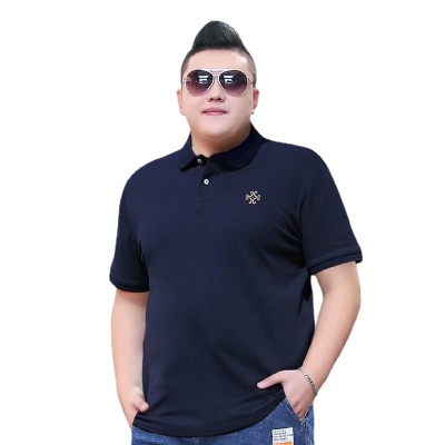 大码男装夏季短袖T恤胖子商务休闲刺绣肥佬宽松棉t恤