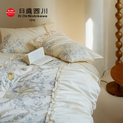 100S高支法式轻奢贡缎长绒棉全棉四件套高档纯棉被套床单床上用品