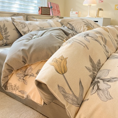 高端新疆长绒棉60支加厚磨毛全棉四件套轻奢床单被套纯棉小三件套