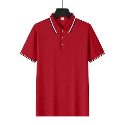 跨境独立站美式夏季男士网眼翻领简约高尔夫短袖T恤速干POLO衫男