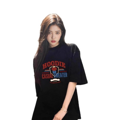 夏季新款短袖t恤女纯棉宽松韩版ins女装百搭卡通印花内搭半袖上衣