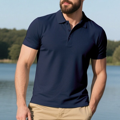 跨境男装男士Polo衫2025夏季新款纯色休闲透气针织衫运动上衣批发