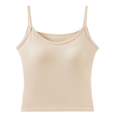 白色吊带背心女带胸垫西装内搭上衣夏季外穿无袖打底美背文胸一体