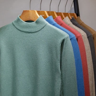 新款2024秋季通勤男毛衫套头长袖时尚都市半高领男式针织衫