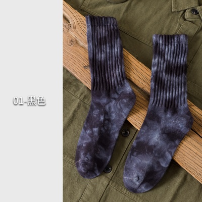25春夏扎染松罗口情侣袜堆堆女袜中筒街潮ins棉袜运动休闲户外风