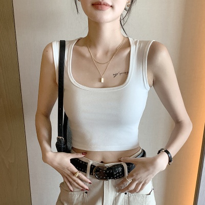 H351纯棉短款吊带背心女夏季新款内搭遮副乳工字无袖打底外穿上衣