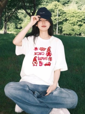 纯棉短袖t恤女美式新款宽松休闲上衣夏季上衣白t恤230克女装短袖