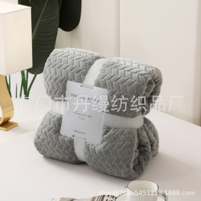 珊瑚绒毯子麦穗纹毛毯空调毯加厚午睡毯单双人绒床单沙发毯礼品毯