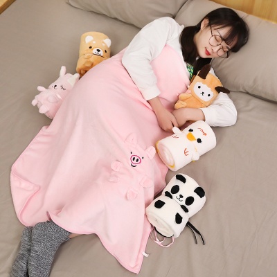 严选办公室午睡毯卡通可爱空调被车载活动礼品小毛毯披肩盖毯批发