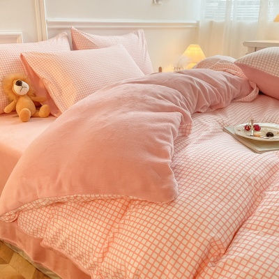 冬季牛奶绒四件套批发日式水洗棉床单被套加厚珊瑚绒床上用品南通