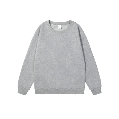 跨境 欧美重磅宽松纯色男式圆领混棉双面卫衣女韩版休闲长袖情侣