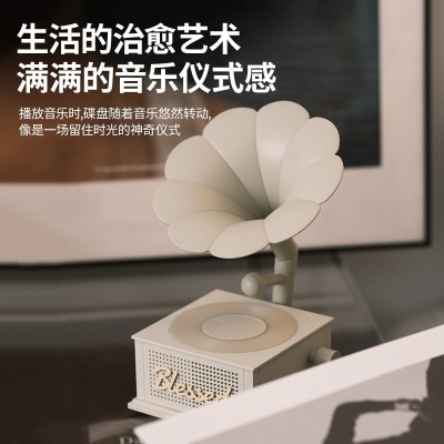 新款复古蓝牙音箱小型麦克风音响高音质迷你幸运留声机无线低音炮