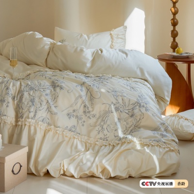 100S高支法式轻奢贡缎长绒棉全棉四件套高档纯棉被套床单床上用品