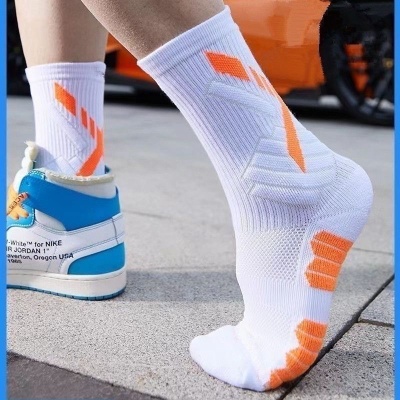 专业中筒马拉松拼色跑步运动袜男女户外登山羽毛球袜实战篮球袜子