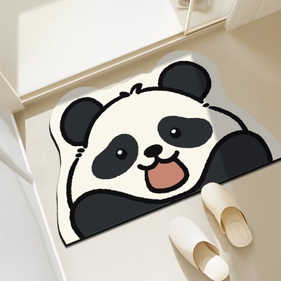 卡通趣味硅藻泥地垫可爱不规则动物浴室吸水地垫卫生间速干防滑垫