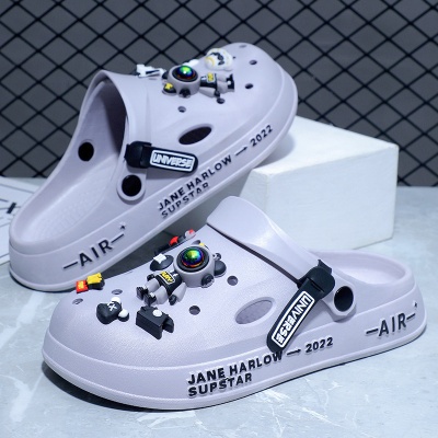 洞洞鞋男款2024夏季沙滩鞋防滑轻便厚底踩屎感外穿运动包头拖鞋男