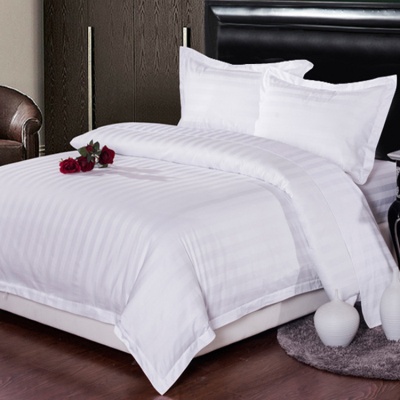纯棉床品四件套精梳棉三分缎条床单被套枕套家纺民宿酒店布草批发