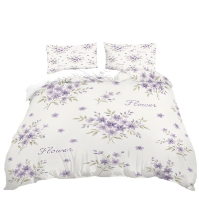 跨境花卉被套简约小清新印花三件套磨毛枕套被罩外贸家居床品批发