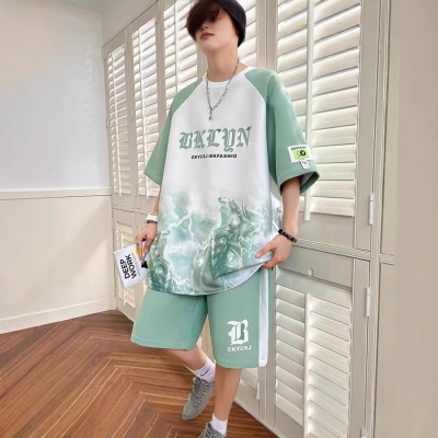 青少年夏季运动套装12-15岁男孩衣服13初高中学生短袖t恤大码夏装