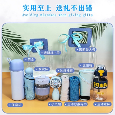 清凉夏日伴手礼袋防暑降温礼品套装实用小礼品轻奢毕业礼物猫