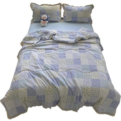 夏新款水洗棉镂空花边夏被四件套床单床笠款床上用品空调被薄被芯