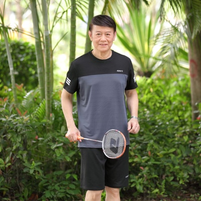 中老年人运动套装男夏季爸爸夏装时尚短袖t恤爷爷老人男士运动服