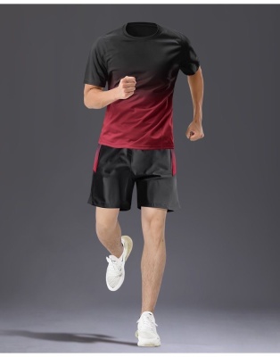 运动套装男夏季薄款冰丝跑步T恤宽松休闲短袖速干健身训练篮球服