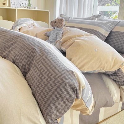 小清新床上四件套100全棉印花纯棉被套床单宿舍三件套床上用品