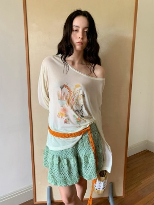 UNITY MODE天丝莱赛尔长袖针织透明防晒罩衫夏印花休闲上衣250698