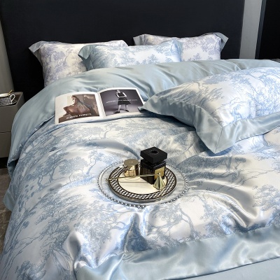 2025新款夏季冰丝四件套轻奢高档水洗天丝床单被套凉感床上用品