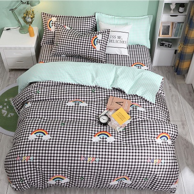 磨毛四件套礼品三件套清新床单被罩被套批发一件代发学校床上用品