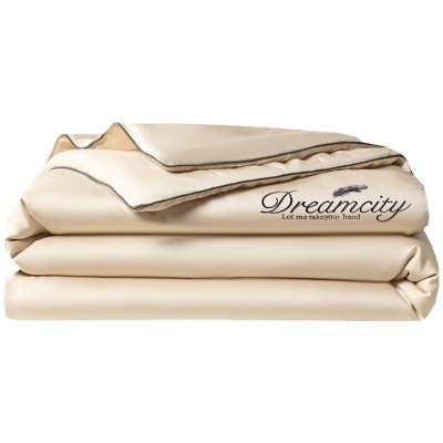 凉感真丝刺绣夏被四件套轻奢风可水洗空调被透气亲肤撞色滚边套件