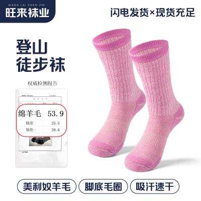 美利奴羊毛袜加厚保暖中筒袜防滑防臭毛圈袜子户外运动登山滑雪袜