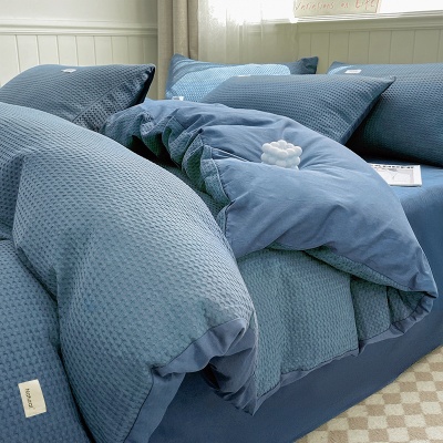 华夫格被套单件水洗棉被罩2025新款150x200床单独被单三件套4件套
