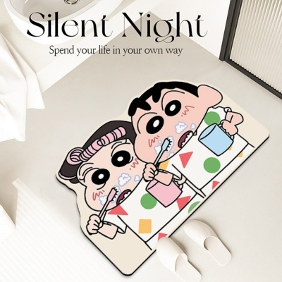 蜡笔小新浴室地垫硅藻泥脚垫厕所门口厨房卫生间防滑垫地毯吸水垫